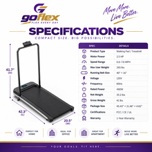 Load image into Gallery viewer, GOFLEX Compact Treadmill with Handle Bar, 2.5 HP Treadmill for Home & Office