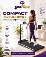 GOFLEX Compact Treadmill with Handle Bar, 2.5 HP Treadmill for Home & Office